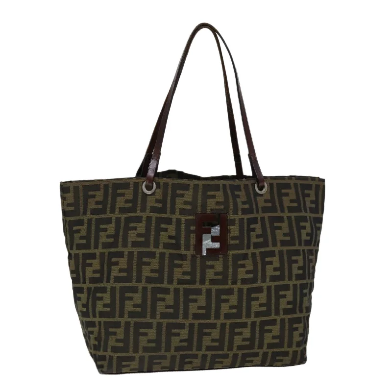 FENDI Zucca Canvas Tote Bag Black Brown  bs14491