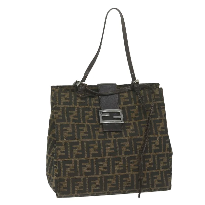 FENDI Zucca Canvas Tote Bag Black Brown  yk10059