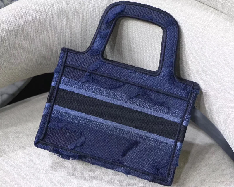 Christian Dior Mini Book Tote Bag In Blue Camouflage Canvas