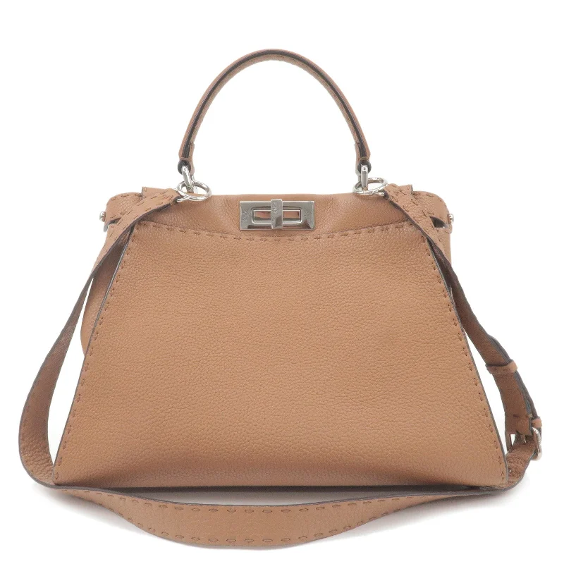 FENDI Selleria Peekaboo Regular Leather 2Way Shoulder Bag 8BN290