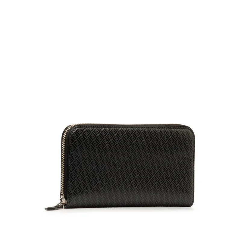 Fendi Microso Round Long Wallet 7M0210 Black Leather  Fendi