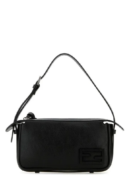 Fendi Women Black Leather Mini Simply Fendi Shoulder Bag