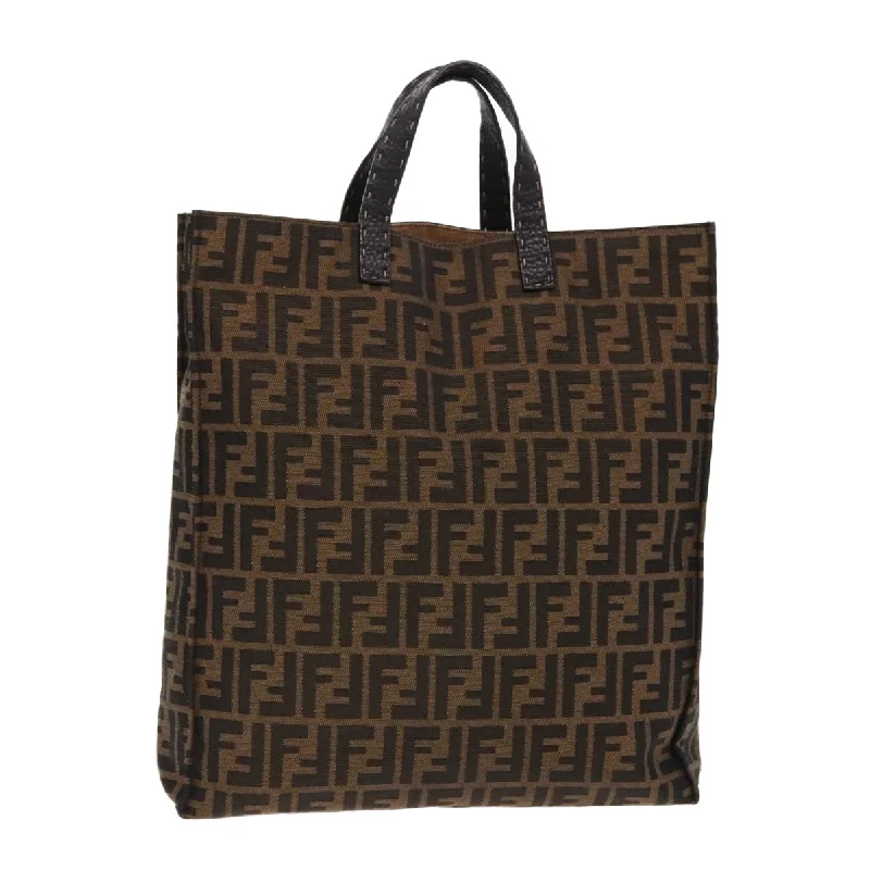 FENDI Zucca Canvas Tote Bag Brown Black  am7065