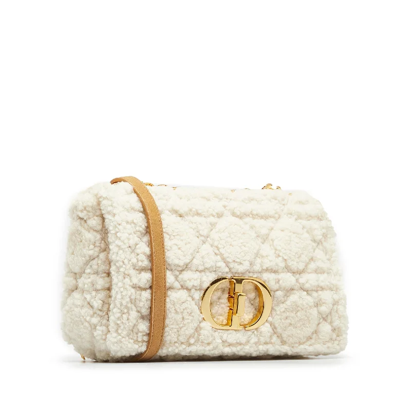 DIOR Medium Cannage Shearling Caro Shoulder Bag