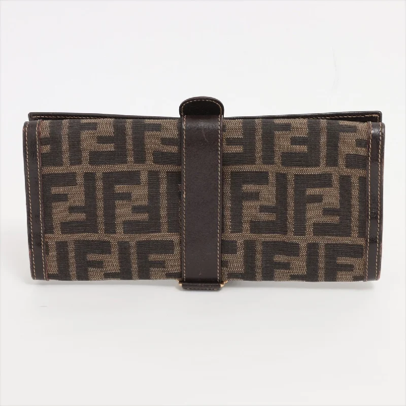 Fendi canvas x leather wallet Brown