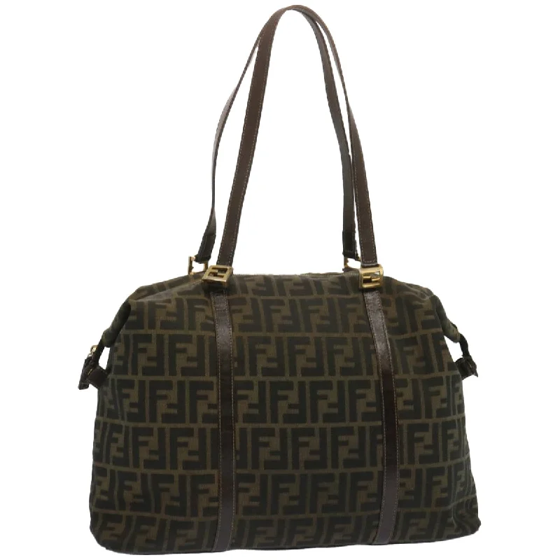 FENDI Zucca Canvas Tote Bag Black Brown  bs12373