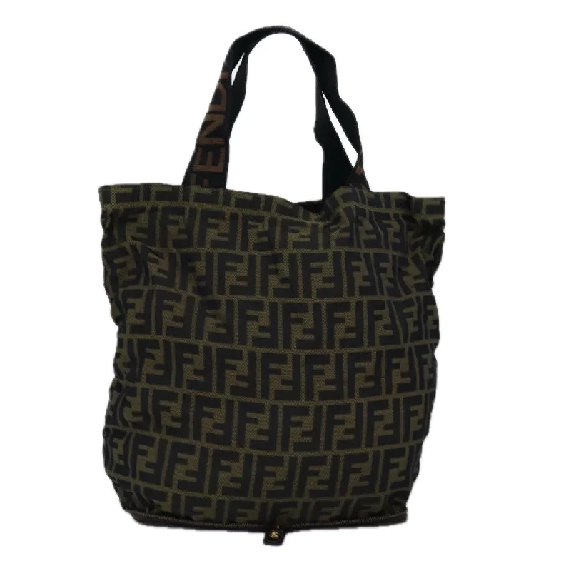 FENDI Zucca Canvas Tote Bag Black Brown  ep4488