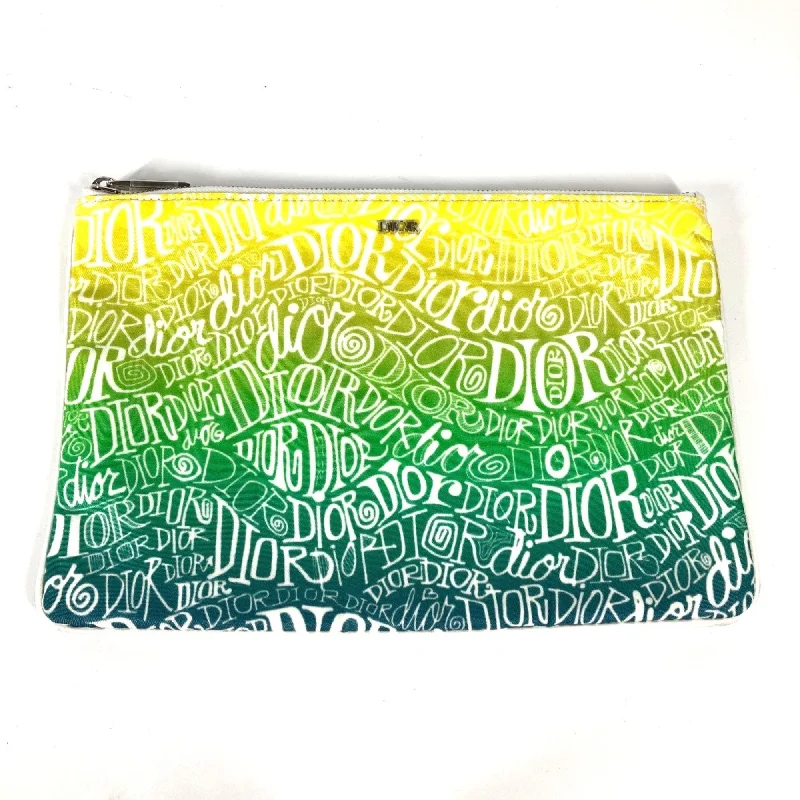 CHRISTIAN DIOR Pouch Clutch bag yellow Green