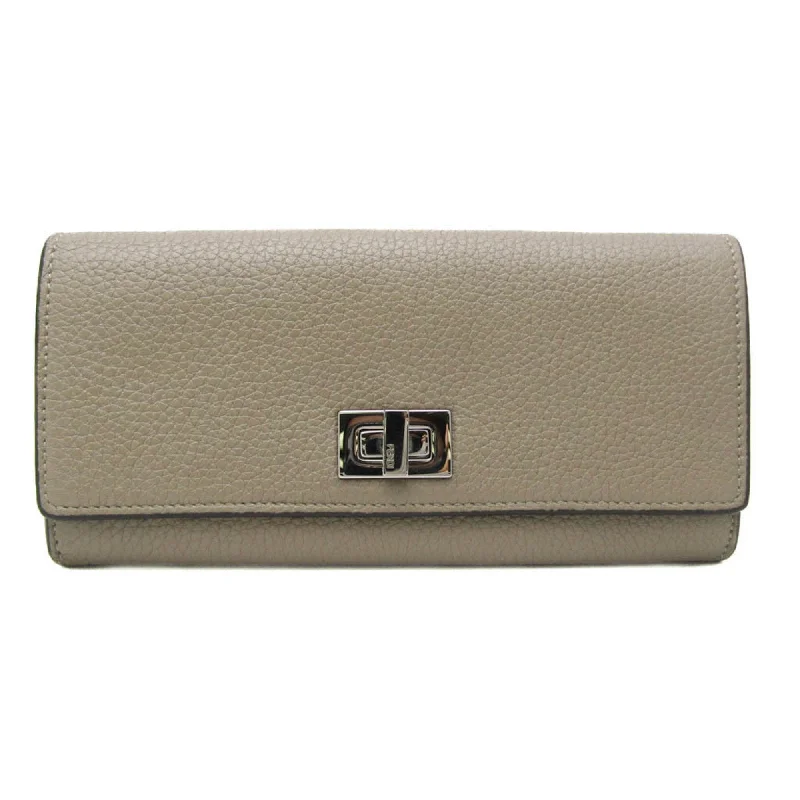 Fendi Peekaboo 8M0427 Women's Leather Long Wallet (bi-fold) Beige