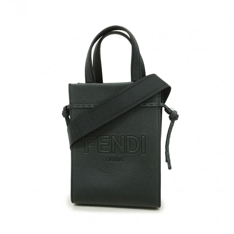 Fendi Handbag GO TO Shopper Leather Black Men's Women's