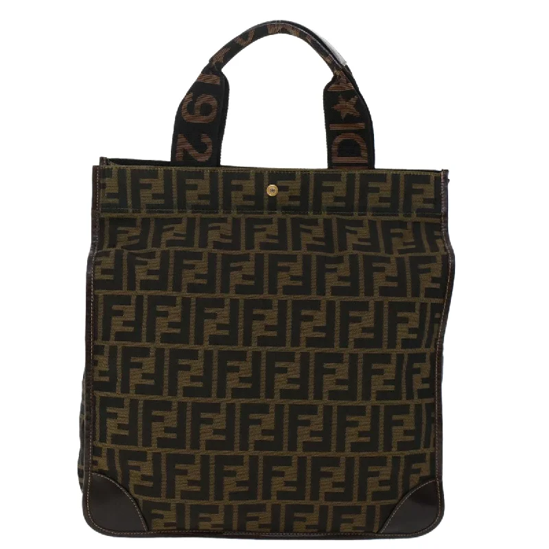 FENDI Zucca Canvas Tote Bag Black Brown  ep938