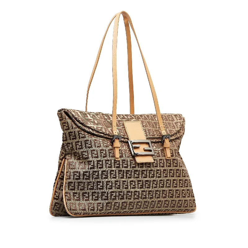 Brown Fendi Zucchino Double Flap Tote