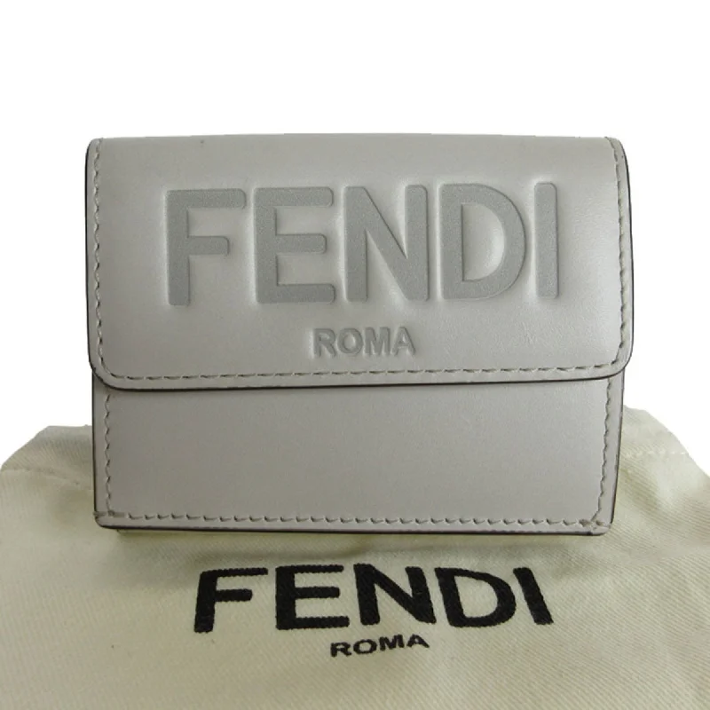 FENDI Tri-fold wallet Compact Leather Light gray Women's s0154f