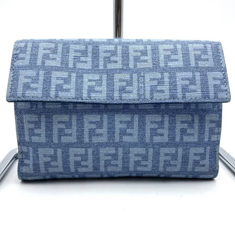 FENDI Fendi Bi-fold Wallet Compact Zucchino Blue Men's Women's