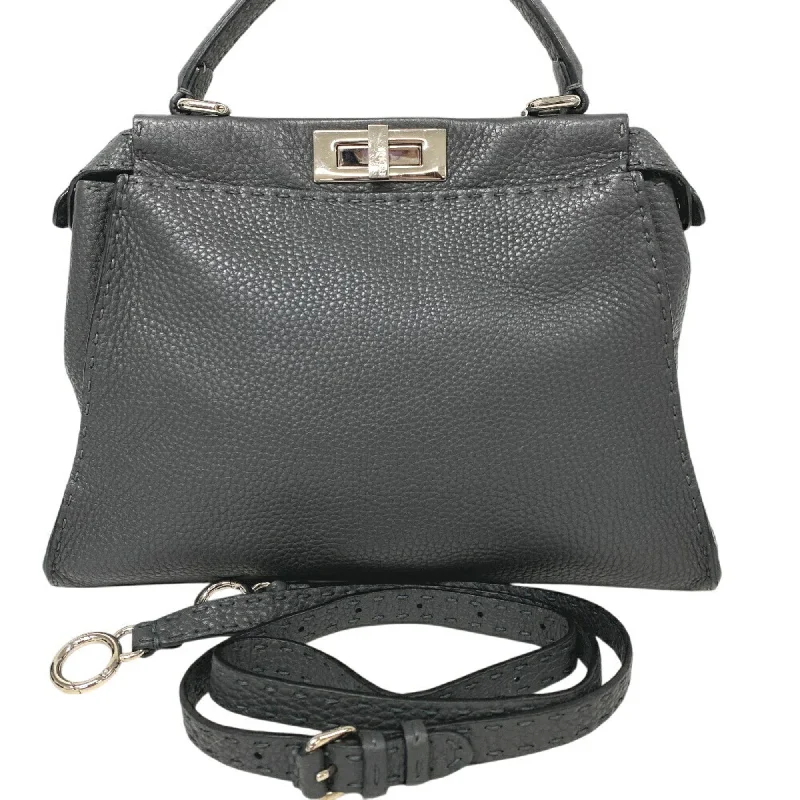 FENDI 8BN226 Peekaboo Regular Shoulder Bag Handbag Grey Women's