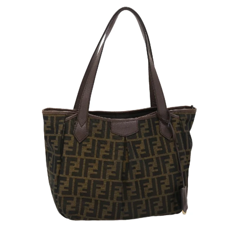 FENDI Zucca Canvas Tote Bag Black Brown  ki3076