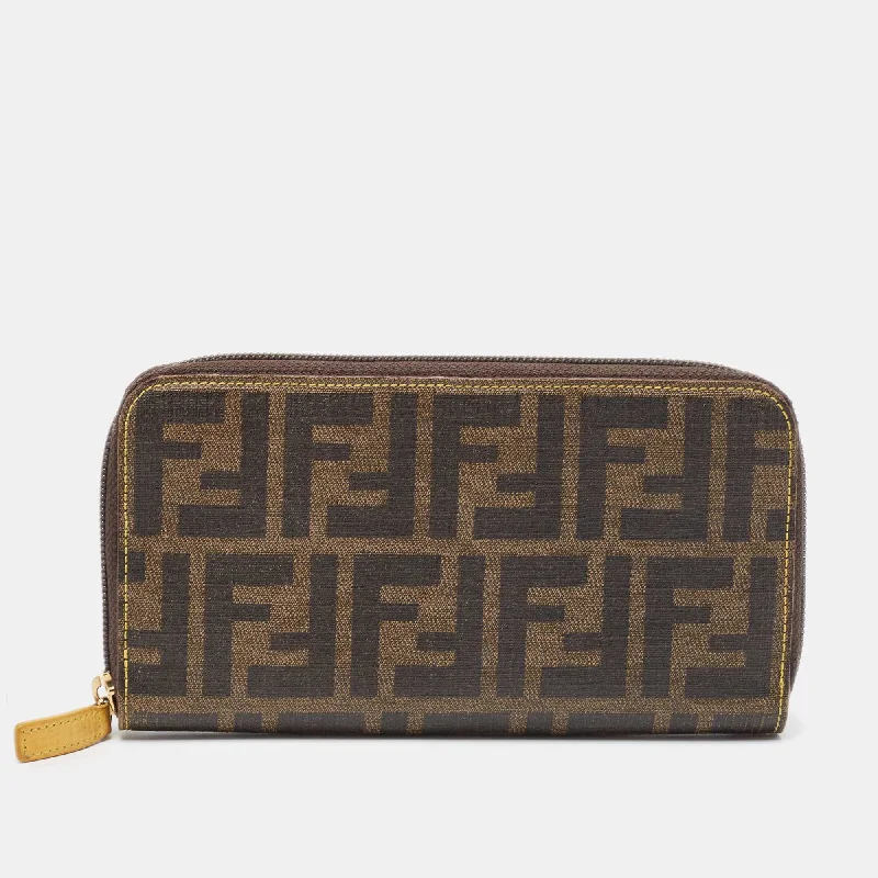 Fendi Zucca Coated Canvas Zip Around Continental Wallet