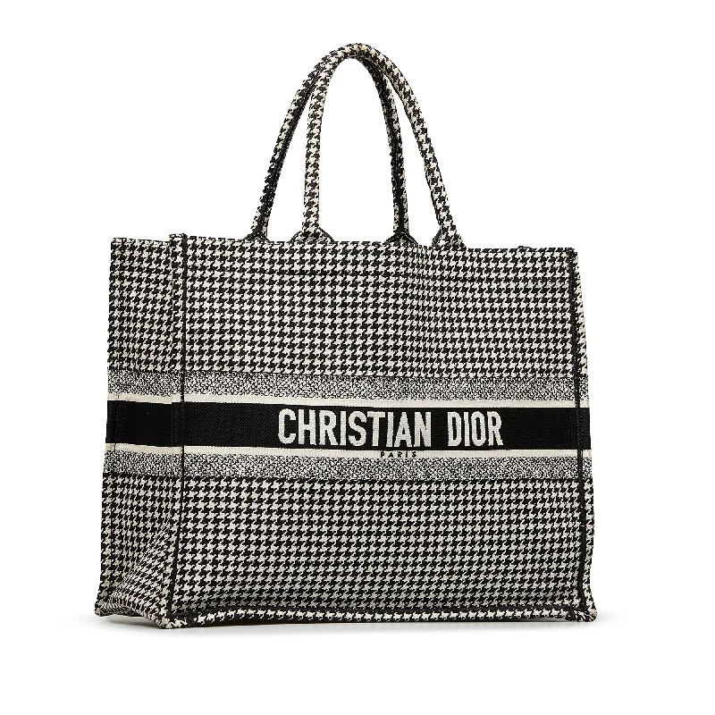 Dior Book Tote Houndstooth Embroidered Bicolor Canvas