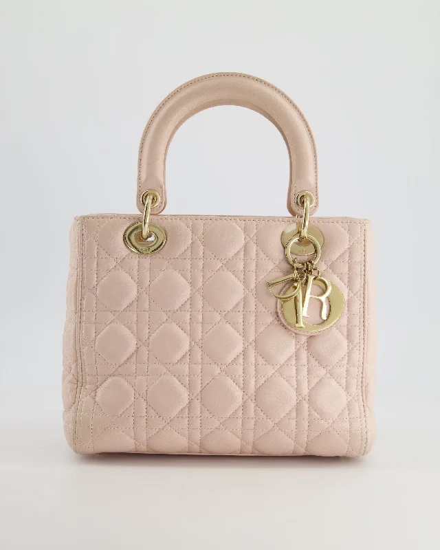 Christian Dior Heavenly Pink Medium Lady Christian Dior Bag in Lambskin Leather with Champagne Gold Hardware