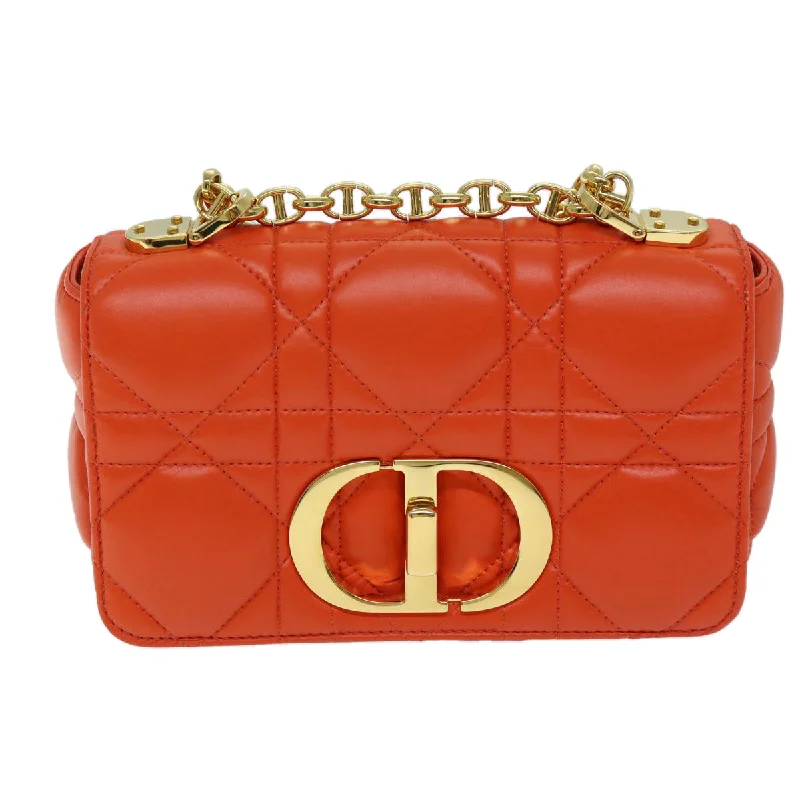 CHRISTIAN DIOR Canage Shoulder Bag Leather Orange Auth 71576SA