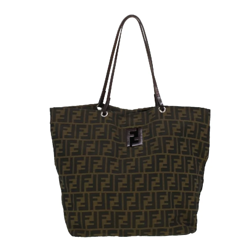 FENDI Zucca Canvas Tote Bag Black Brown  bs6032