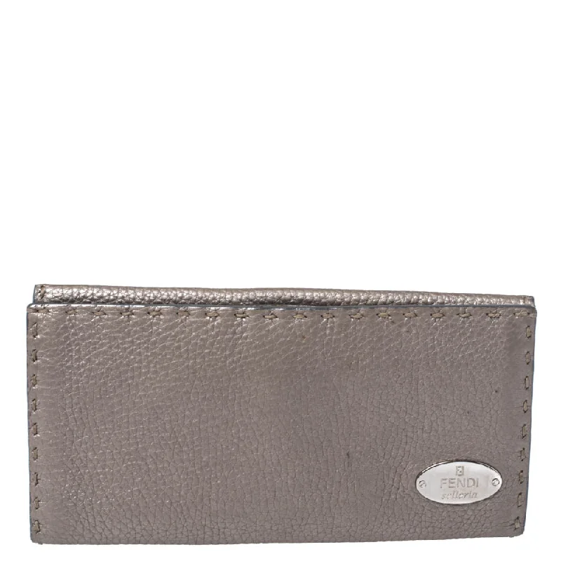 Fendi Metallic Selleria Leather Continental Wallet