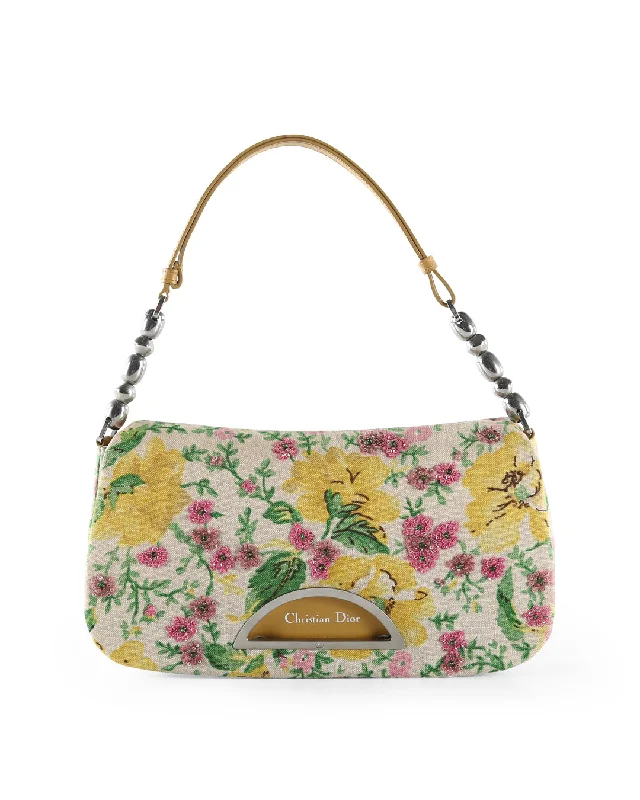 CHRISTIAN DIOR Multicolor Floral Canvas Malice Shoulder Bag