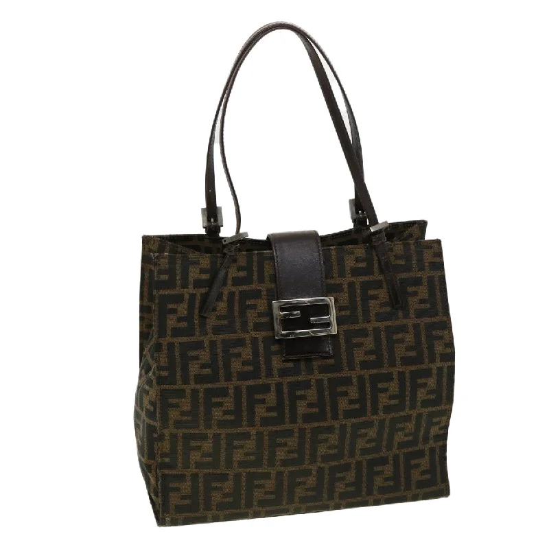 FENDI Zucca Canvas Tote Bag Brown Black  bs3224