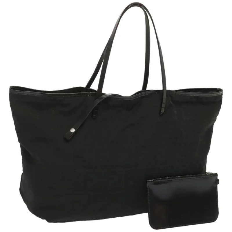 FENDI Zucca Canvas Tote Bag Black  hk1174