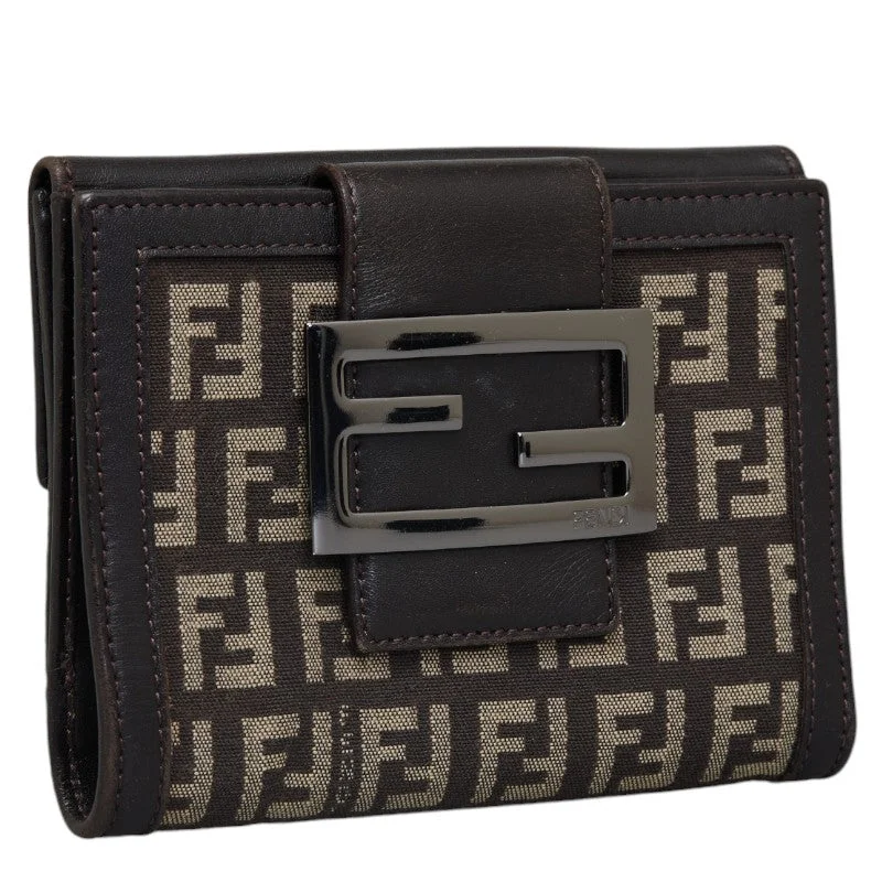 Fendi  Twin Folded Wallet M80035 Brown Canvas Leather  Fendi