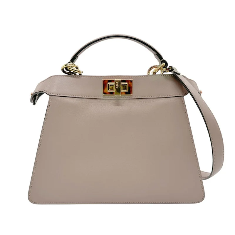 FENDI Handbag Shoulder Bag Peekaboo ISeeU Small Leather Gray Brown Gold Women's 88BN327-AFKZ z3021