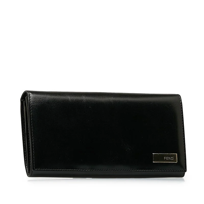 Fendi Double Folded Wallet 2266 Black Leather  Fendi