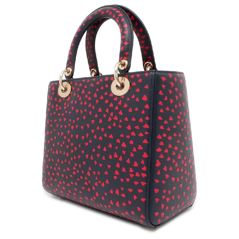 Dior Lady Dior I Love Paris 2wayHandbag Heart Navy/Red M0518OSGA Calf Leather Size Medium