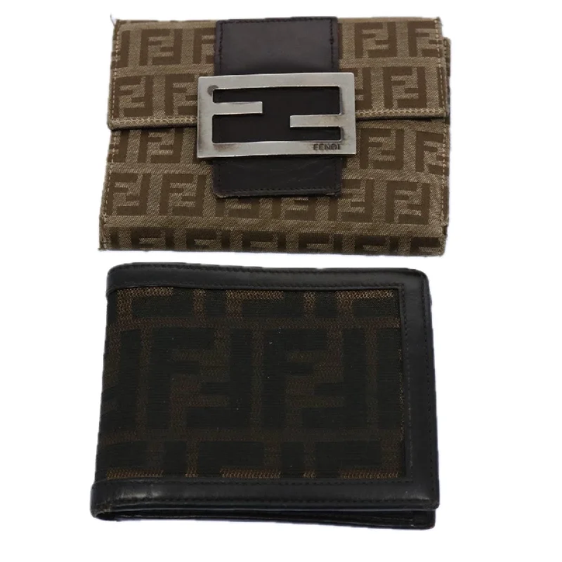 FENDI Zucchino Canvas Zucca Canvas Wallet 2Set Black Brown  ti1399