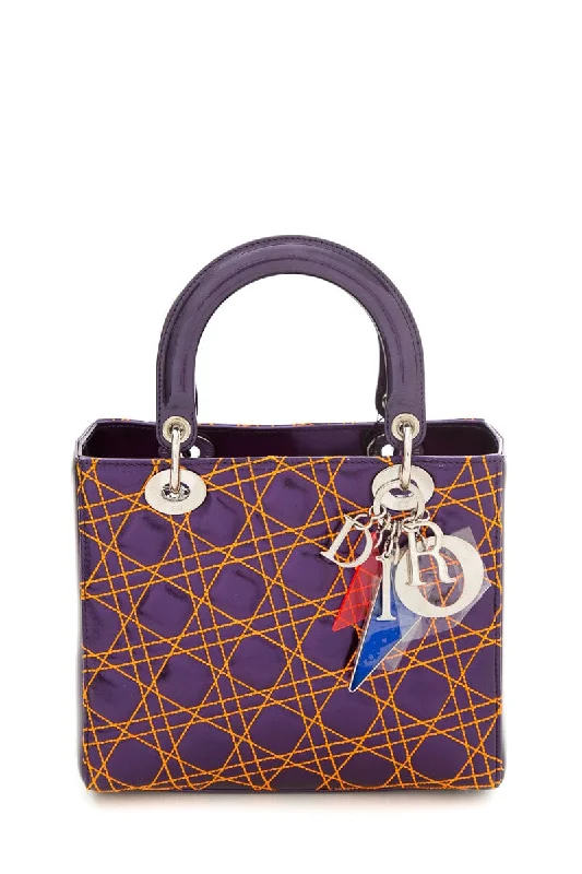 Christian Dior Medium Anselm Reyle Cannage Purple & Orange Tote