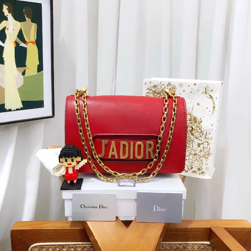 Dior J'Adior Red Leather Chain Shoulder Bag Medium