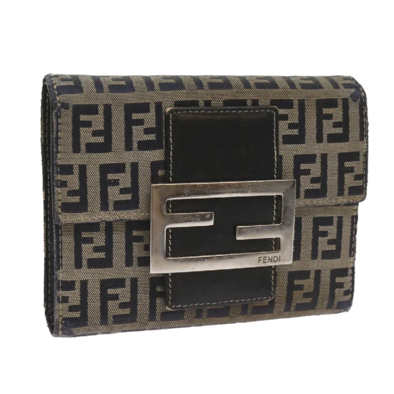 FENDI Zucchino Canvas Wallet Navy  69148