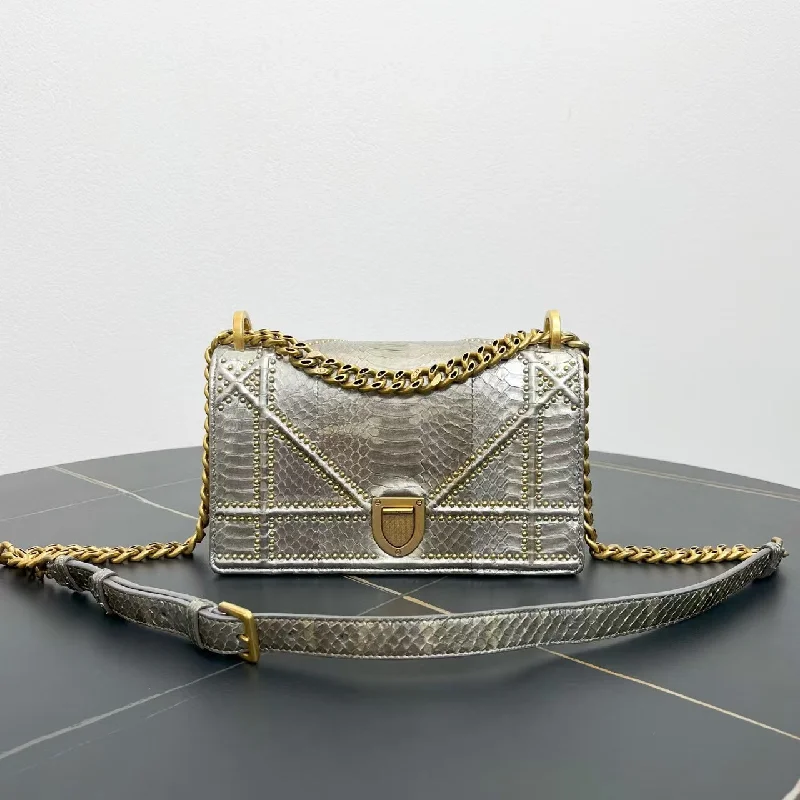 Dior Shield Metallic Leather Chain Shoulder Bag Medium