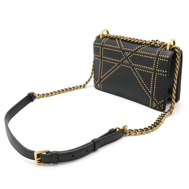 CHRISTIAN Christian Dior Bag Diorama diorama chain bag shoulder studs leather black