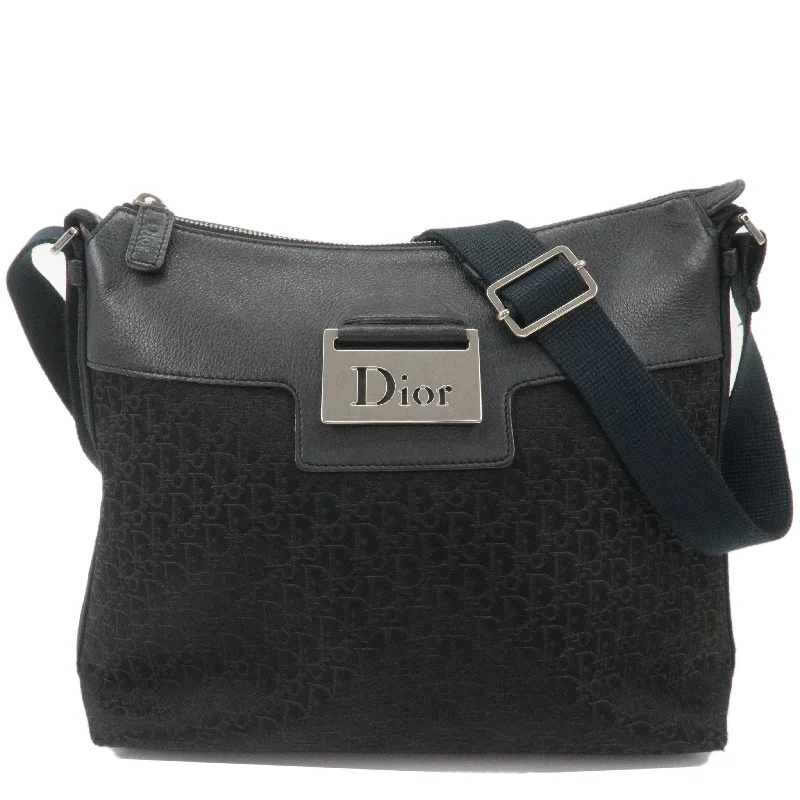 Christian Dior Trotter Canvas Leather Shoulder Bag Black