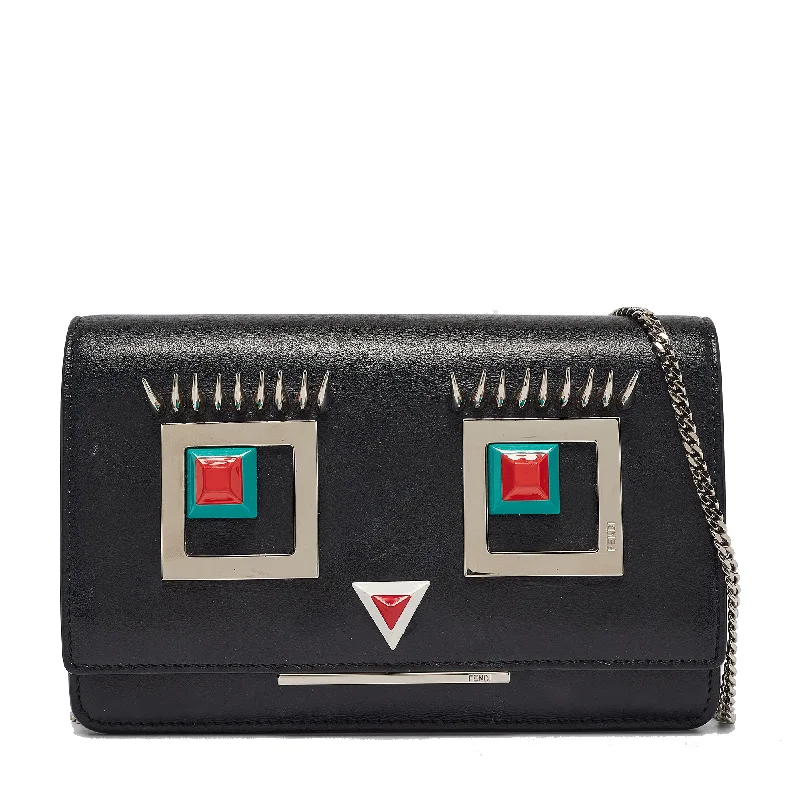 Fendi Black Leather Hypnoteyes Wallet On Chain