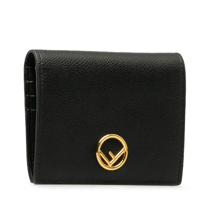 FENDI Double Folded Wallet 8MO837 in Black Leather Ladies