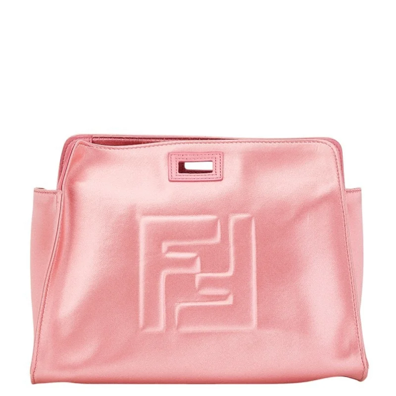 FENDI Peekaboo Small Defender Handbag 7AR717 Pink Satin Women's