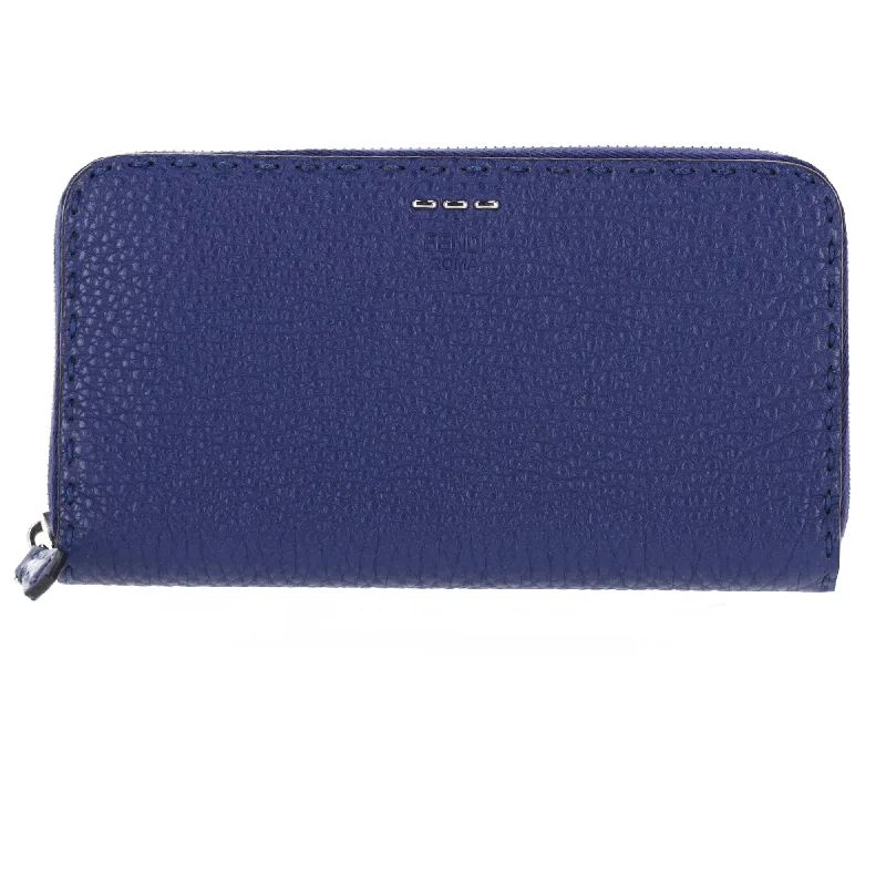 Fendi Zipped Wallet in Blue Leather