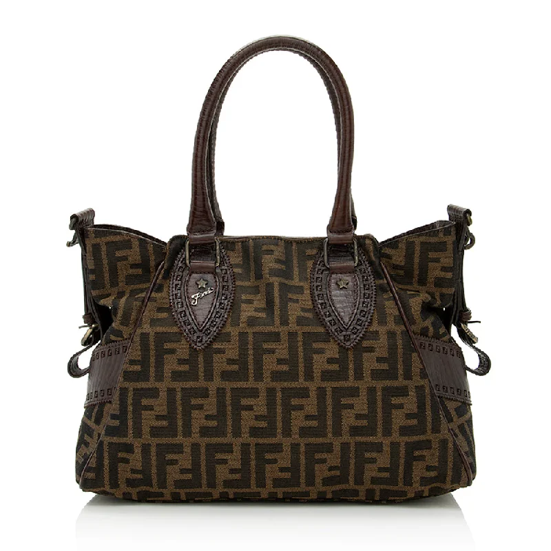 Fendi Zucca Leather Du Jour Small Tote