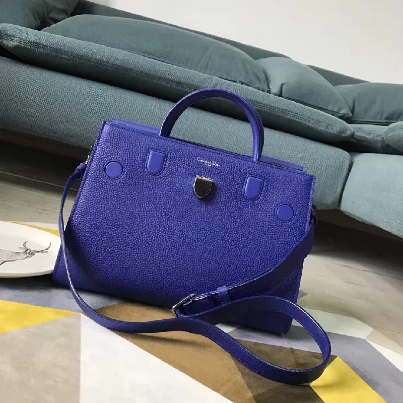 Christian Diorever Tote Bag In Blue Calfskin Leather