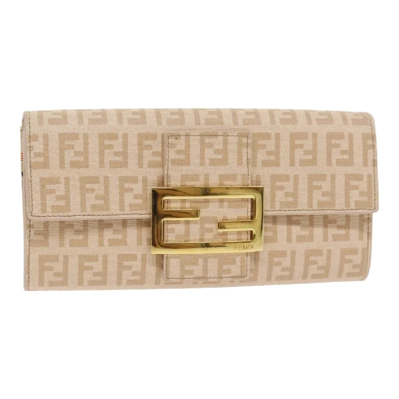 FENDI Zucchino Canvas Wallet Beige Gold  am6889