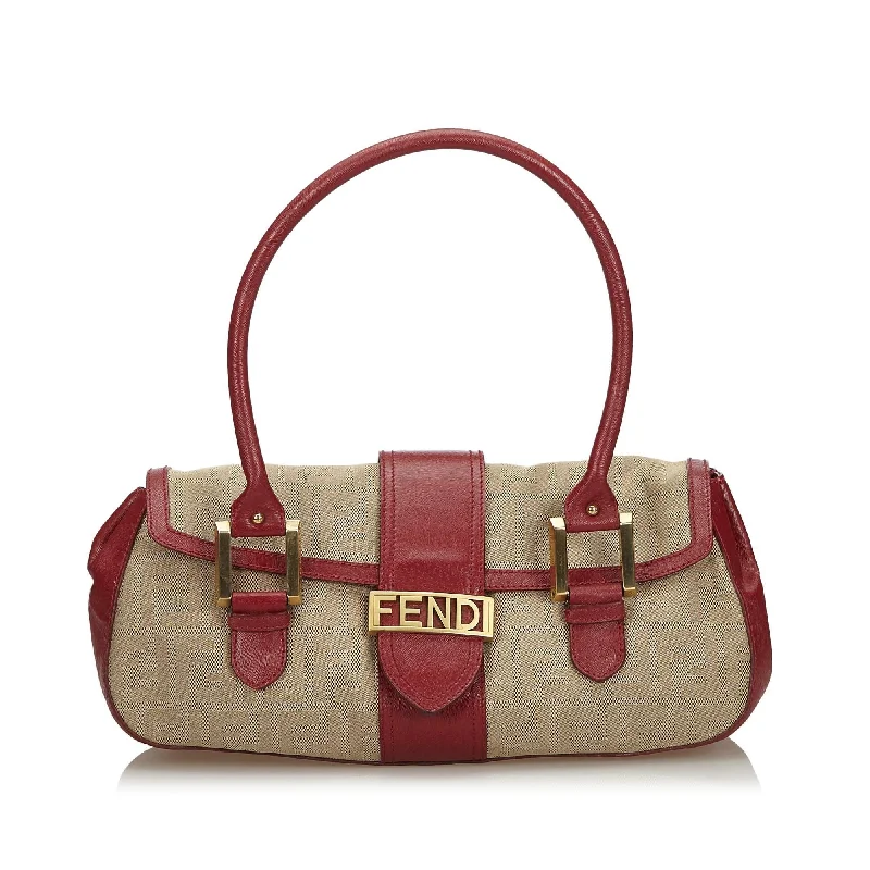 Fendi Brown Beige Canvas Fabric Zucca Handbag Italy