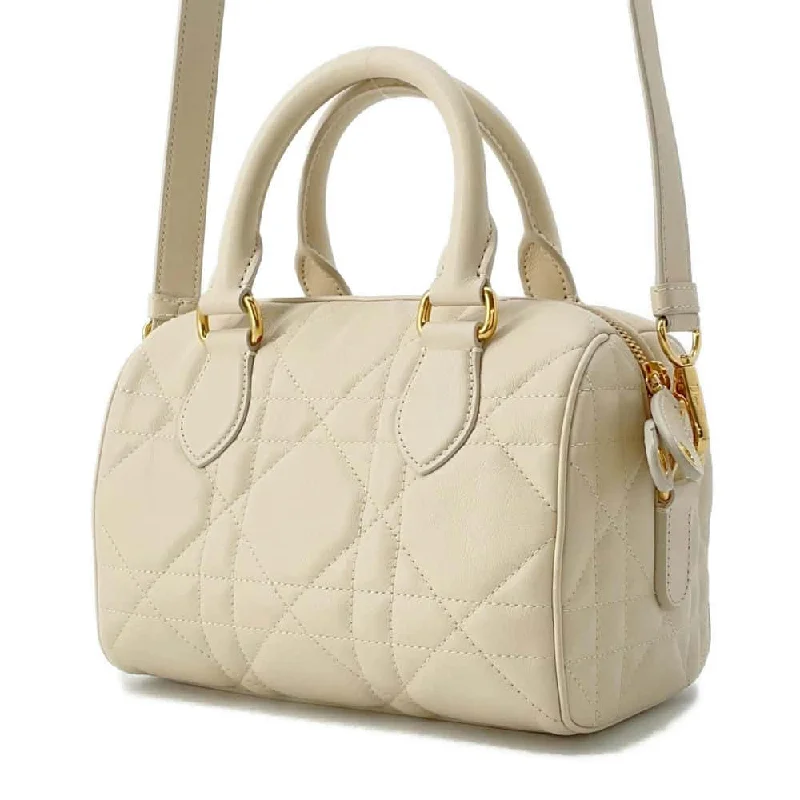 Dior Macrocannage Groove 20 2WAY Handbag Dusty Ivory M1364UBOL Calf Leather Size Small