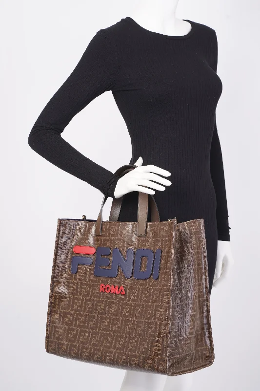 Fendi Fendi x Fila Tote Brown FF Monogram Coated Canvas Large